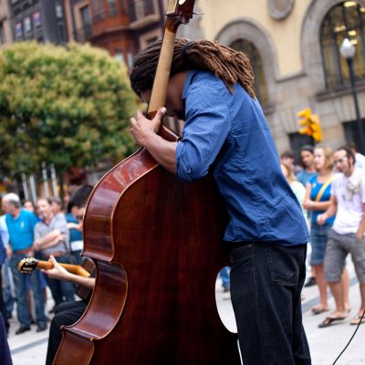 young man plays the bass